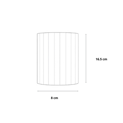 Line drawing of the fluted wall light front view with its height and width dimensions marked 15