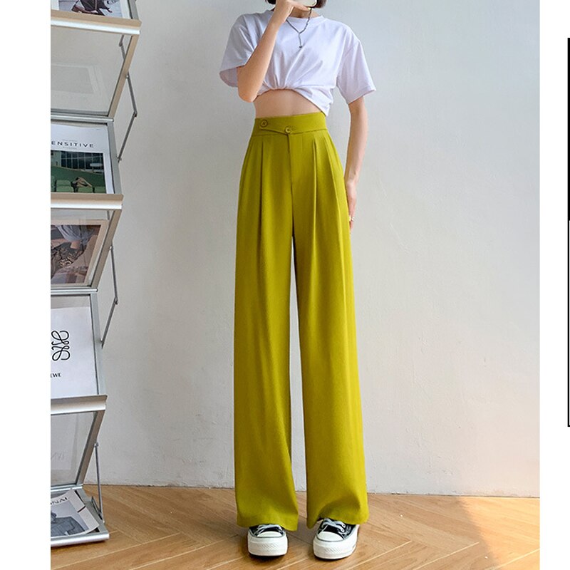 High-Waist Casual Women's Trousers with Wide Leg – Emilia