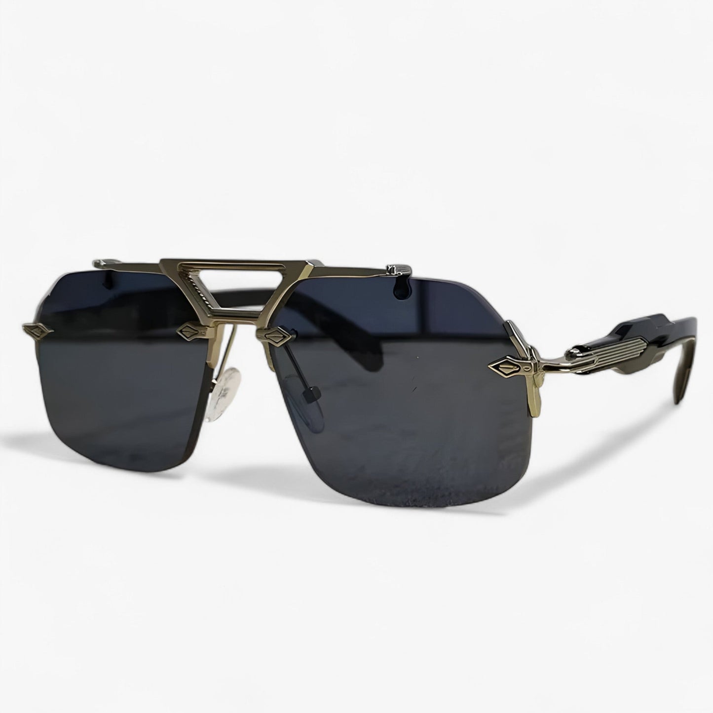 Randless oversized sunglasses with metal accents – Vexor