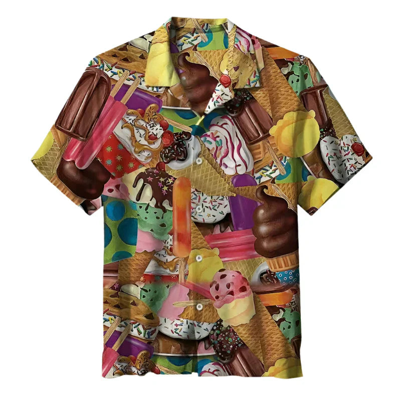Summery men's shirt with ice-cream print – Luca