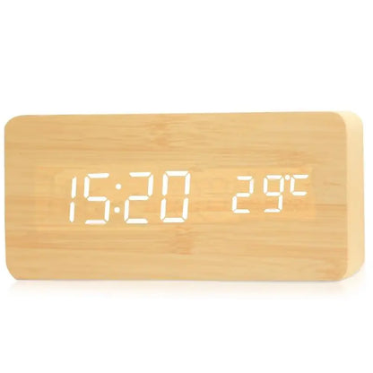 Digital wooden alarm clock with LED display – WoodSync
