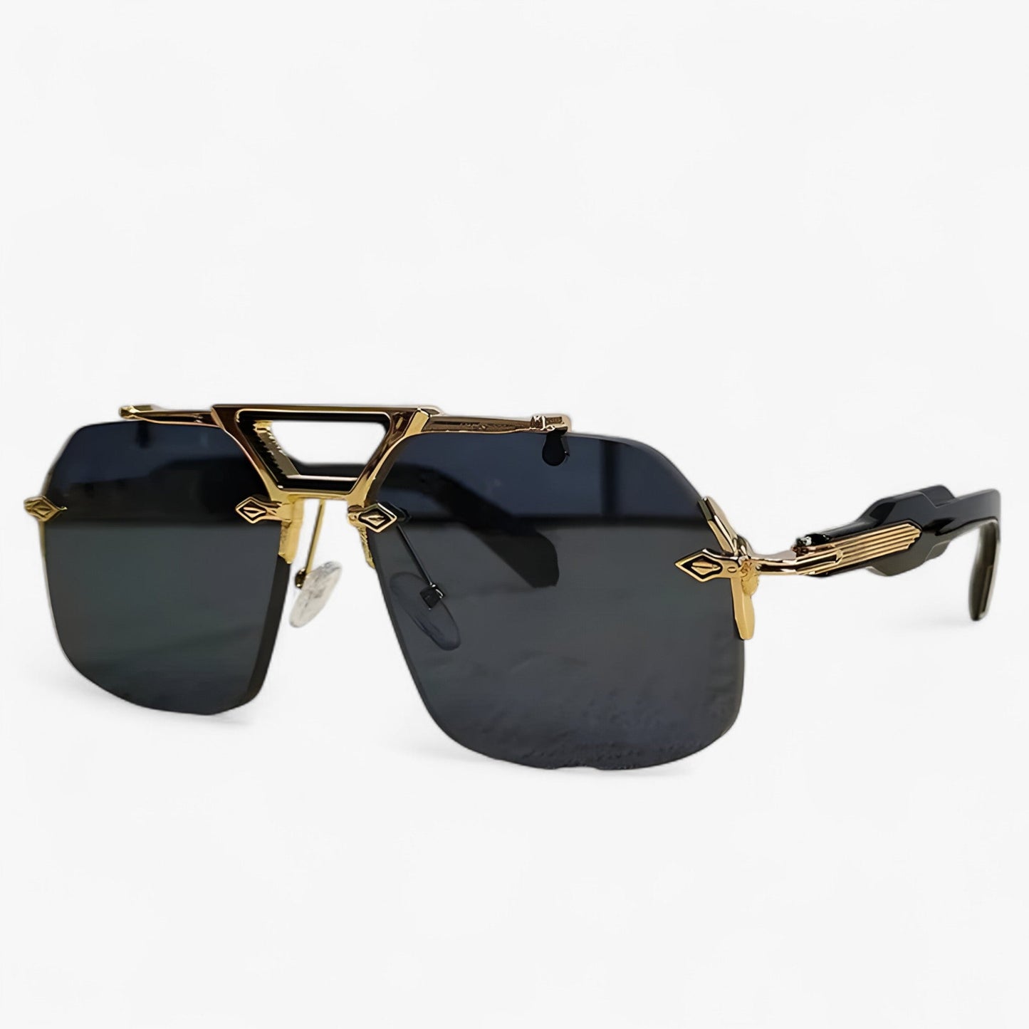 Randless oversized sunglasses with metal accents – Vexor