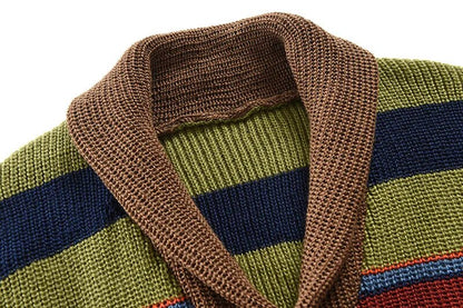 Men's knit cardigan with color block and geometric pattern – Leandro