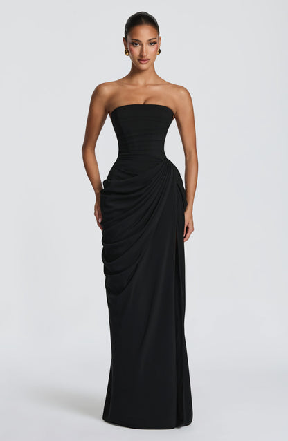 Lois Strapless Corset Maxi Dress with High Slit 31
