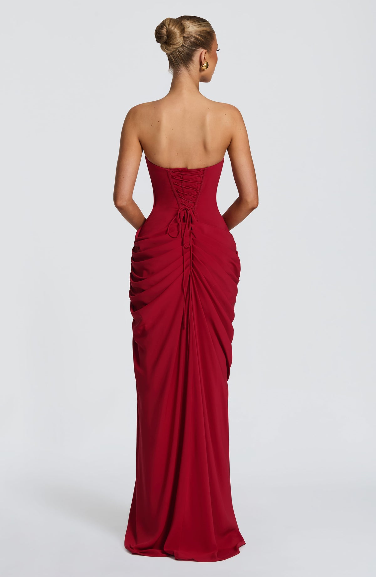 Lois Strapless Corset Maxi Dress with High Slit 28
