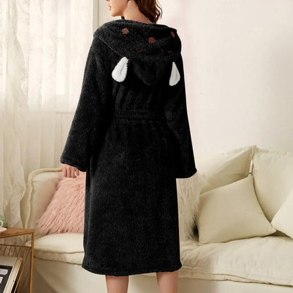 Warm flannel bathrobe with hood and bunny ears – BunnyHug