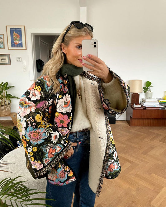 Womens Jacket with Floral Print - Aurora