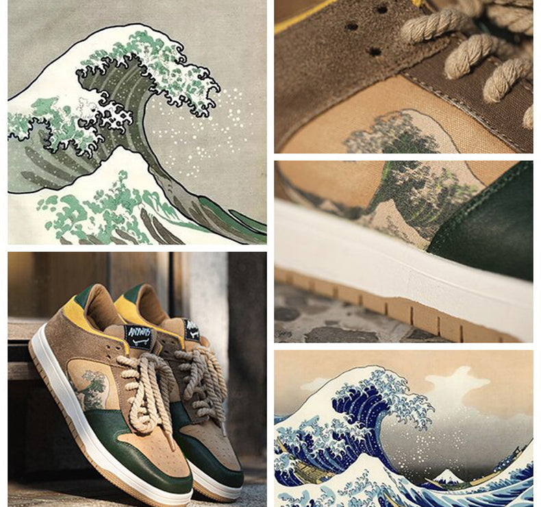 Artistic Unisex Platform Sneakers with Wave Motif – Daiki