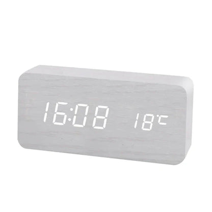 Digital wooden alarm clock with LED display – WoodSync