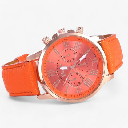 Luxury Waterproof Women's Watch with Leather Strap - Camille