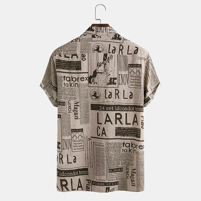 Shirt with Newspaper Print and Button Closure - Milo