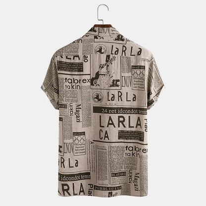 Shirt with Newspaper Print and Button Closure - Milo
