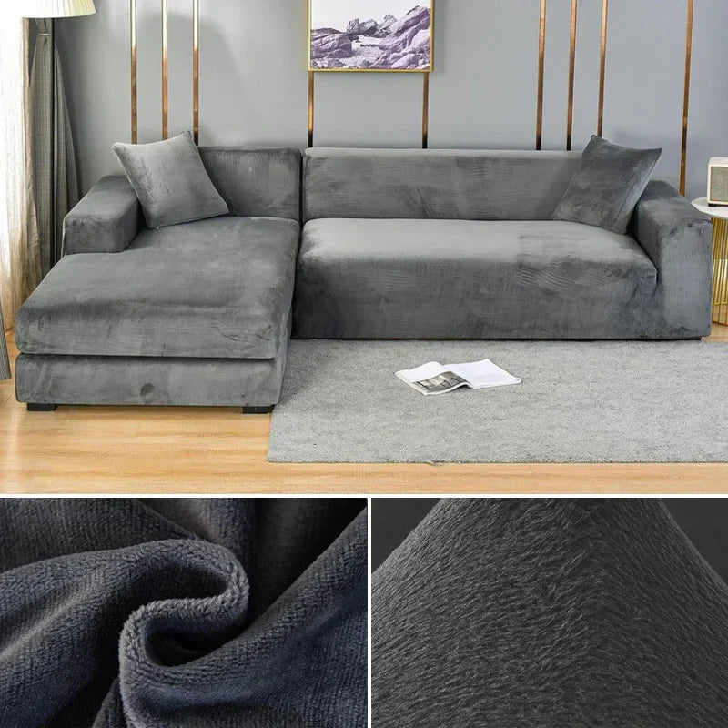 Stretch Velvet Sofa Cover with Luxury Finish - Sofina