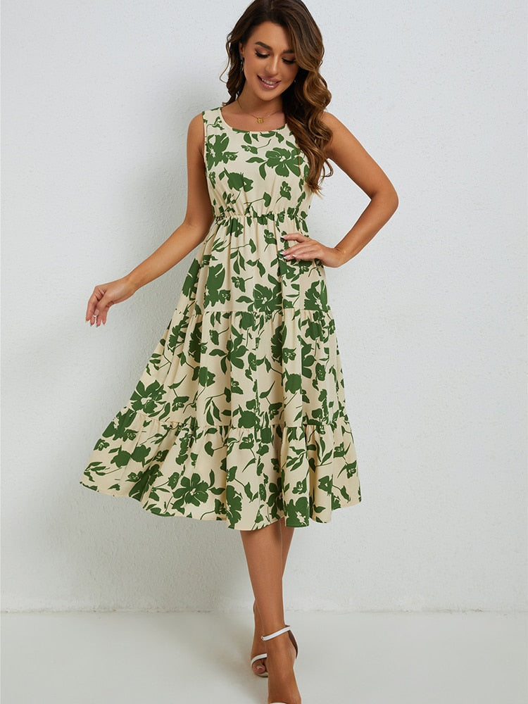 Summery midi dress with floral print – Fenna