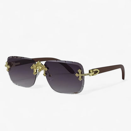 Rimless Steampunk sunglasses with metal accents – Nirex