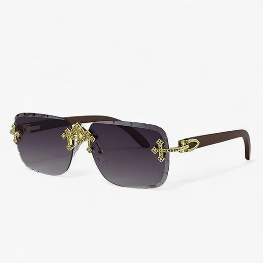 Rimless Steampunk sunglasses with metal accents – Nirex