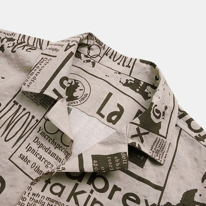 Shirt with Newspaper Print and Button Closure - Milo