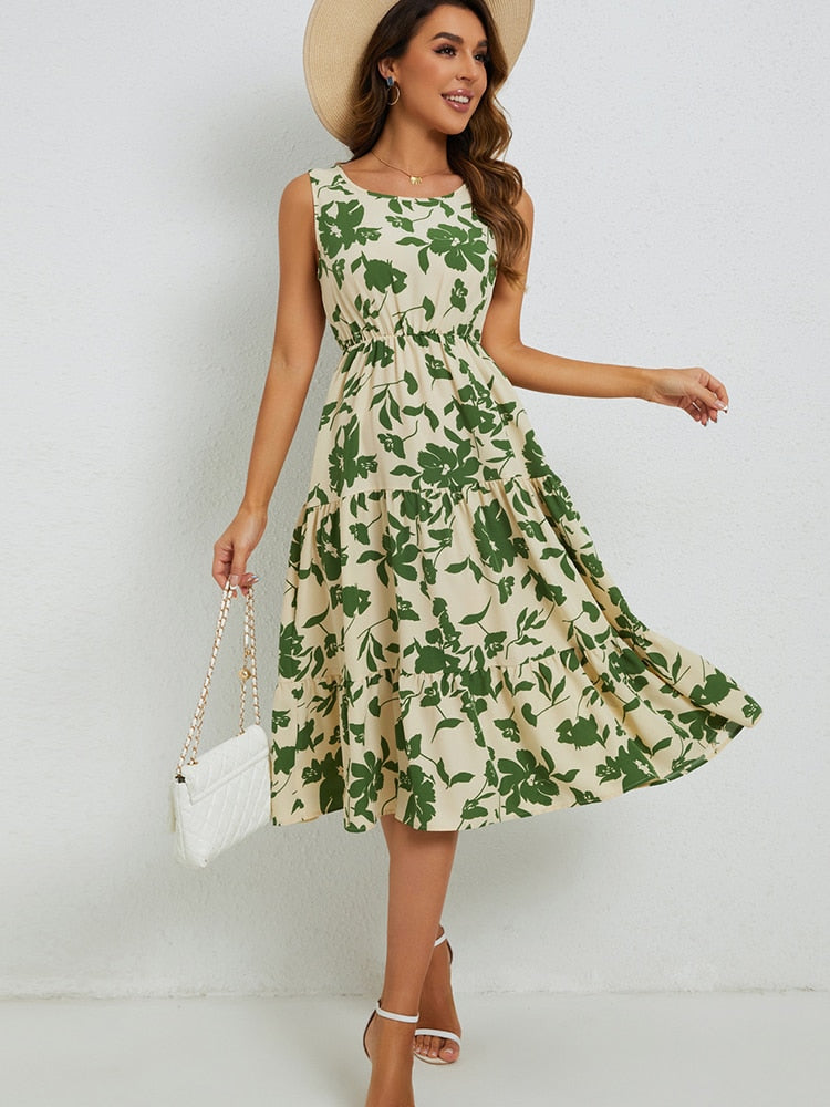 Summery midi dress with floral print – Fenna