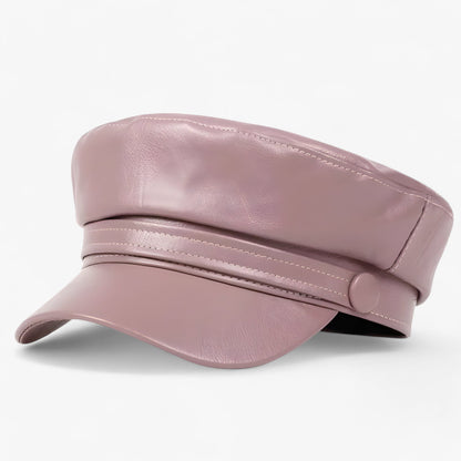 Octagonal women's flat cap made of PU leather – Valence