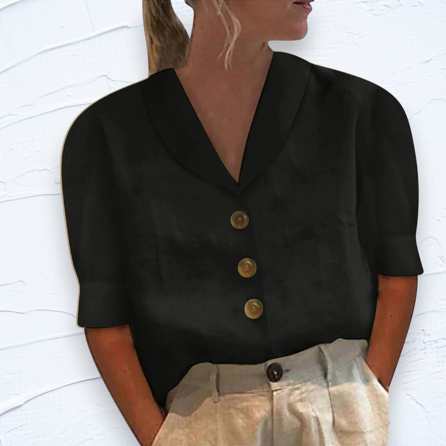 Chic Ladies Blouse with Collar and Buttons - Vivienne