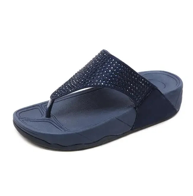 Comfortable ladies' platform slippers with rhinestones – Geneva