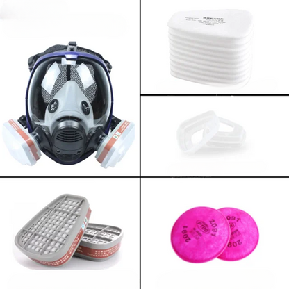 Full Face Respirator Mask with Anti-Fog Lens and Industrial Gas Filters