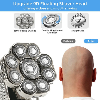 6-in-1 Waterproof Men’s Electric Shaver with 9D Floating Heads & Grooming Kit – MultiTrim