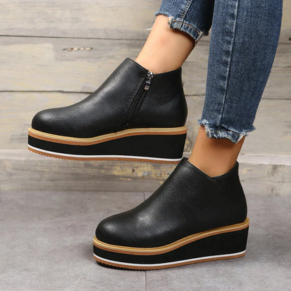 Stylish autumn wedge ankle boots – Mila