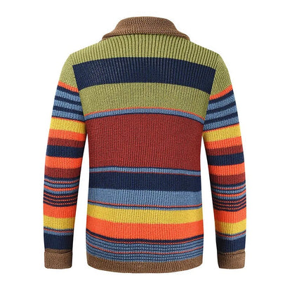 Men's knit cardigan with color block and geometric pattern – Leandro
