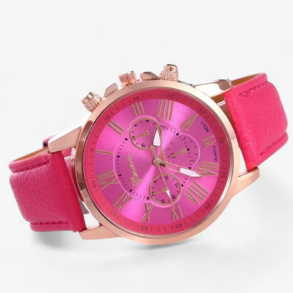 Luxury Waterproof Women's Watch with Leather Strap - Camille