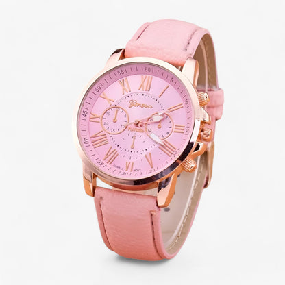 Luxury Waterproof Women's Watch with Leather Strap - Camille