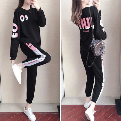 Ladies' tracksuit two-piece set with sweater and trousers – Leona