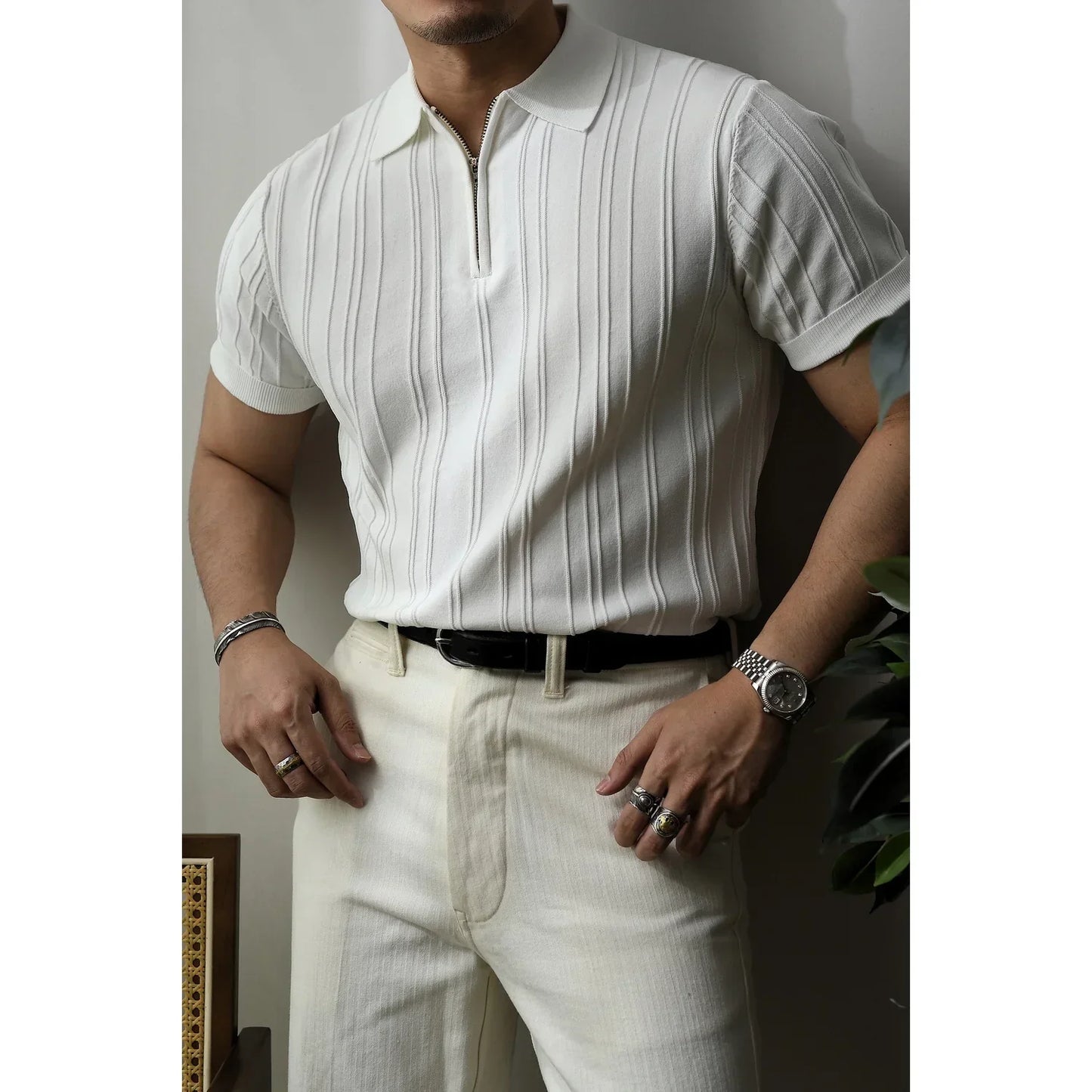 Slim Fit Men's Polo Shirt with Zip – Fabrizio