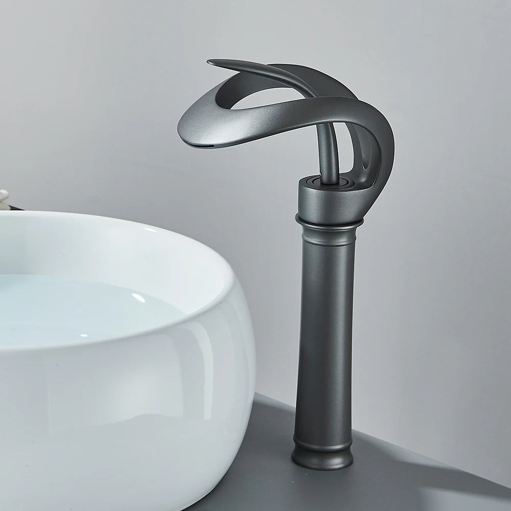 Messing Basin Mixer Tap with Waterfall Spout - Flowarc