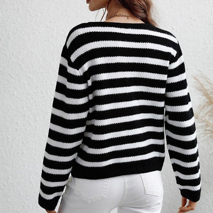Striped Ladies Autumn Cardigan – Leona