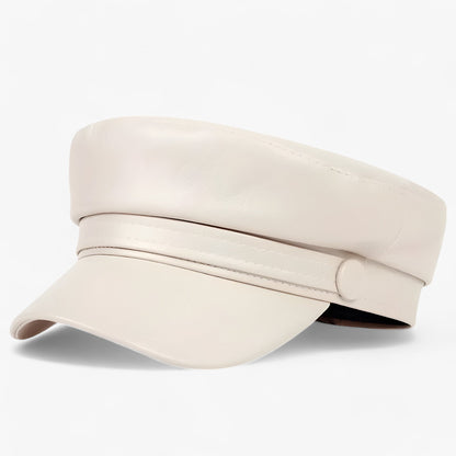 Octagonal women's flat cap made of PU leather – Valence