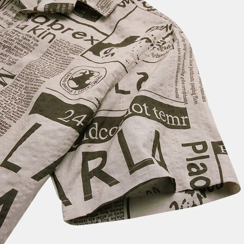 Shirt with Newspaper Print and Button Closure - Milo