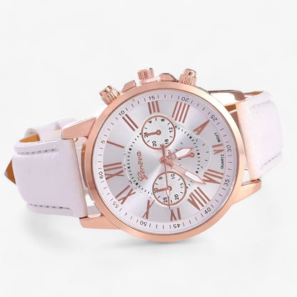 Luxury Waterproof Women's Watch with Leather Strap - Camille