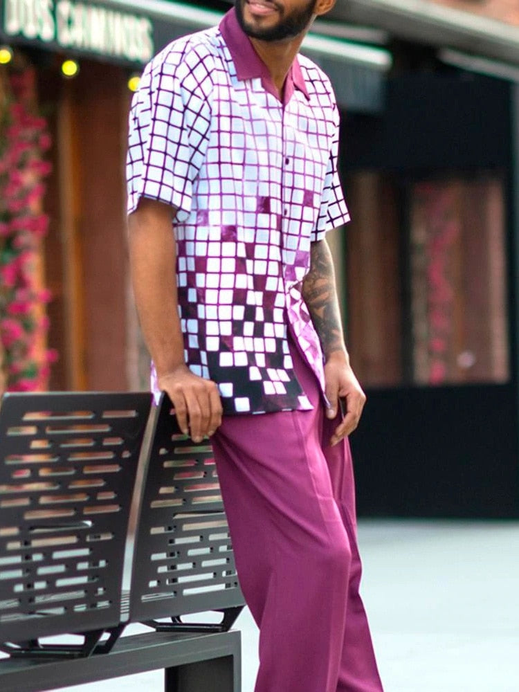 Stylish men's two-piece set for warm days - summer classic