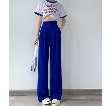 High-Waist Casual Women's Trousers with Wide Leg – Emilia