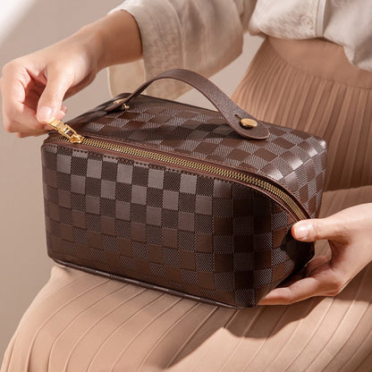 PU leather cosmetic bag with compartments – LuxeCarry