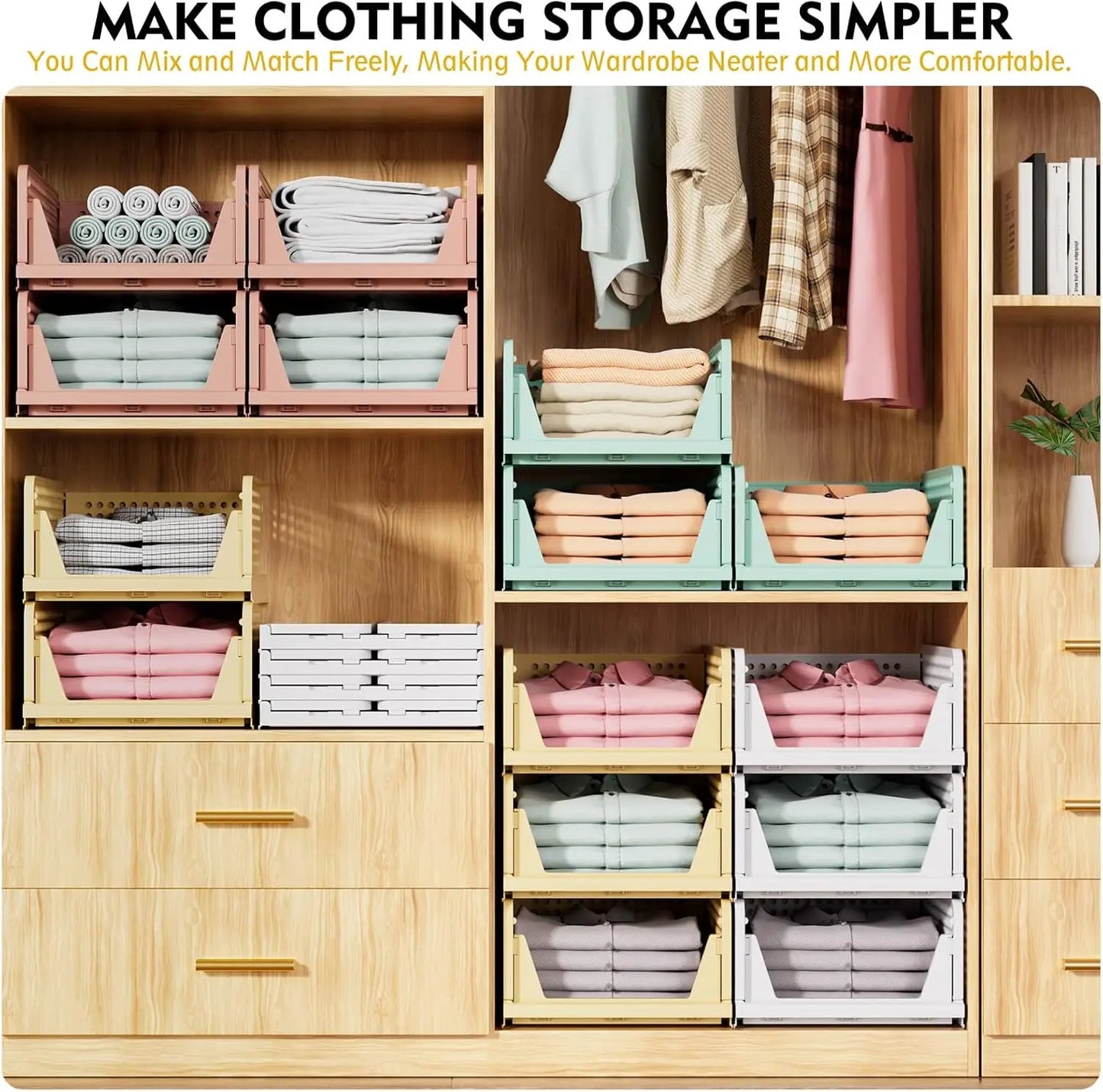 5-Pack Stackable Foldable Closet Storage Boxes – Liora