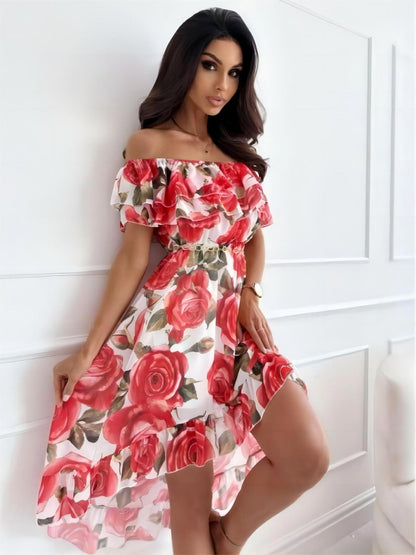 Off-the-shoulder mini dress with ruffles – Lina