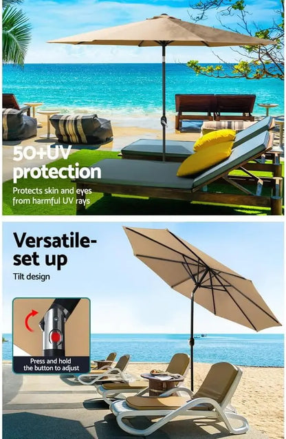 2.7m Outdoor Umbrella with Pole Stand – Solira – (UV & Water Resistant)