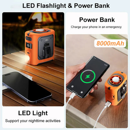 8000mAh Portable Cooling Waist Fan with Power Bank & LED Light – FrostBreeze