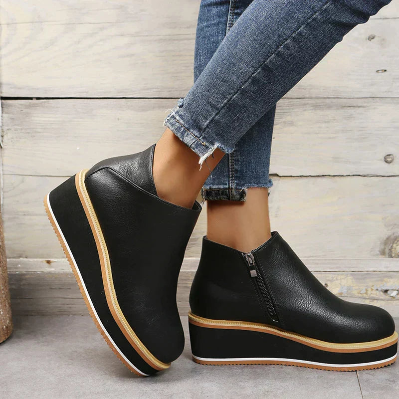 Stylish autumn wedge ankle boots – Mila