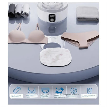 Portable Mini Washing Machine with LED Display for Travel and Small Garments