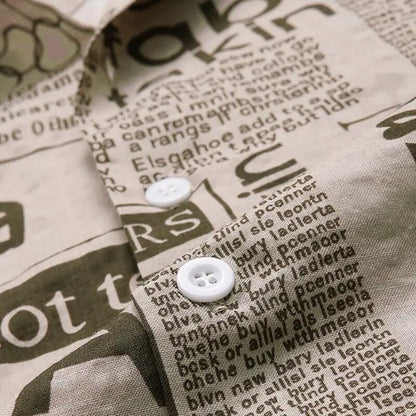 Shirt with Newspaper Print and Button Closure - Milo
