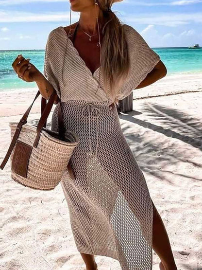 Crochet beach dress with waist belt – Yara