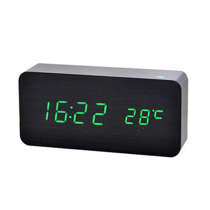Digital wooden alarm clock with LED display – WoodSync